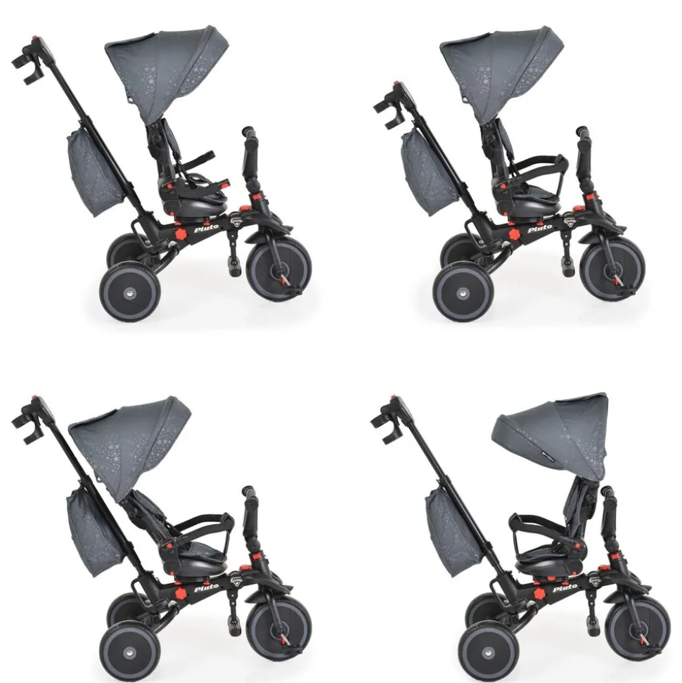 Byox Dreirad Tricycle Pluto, faltbar, EVA-Reifen, Schiebestange, Sitz drehbar grau