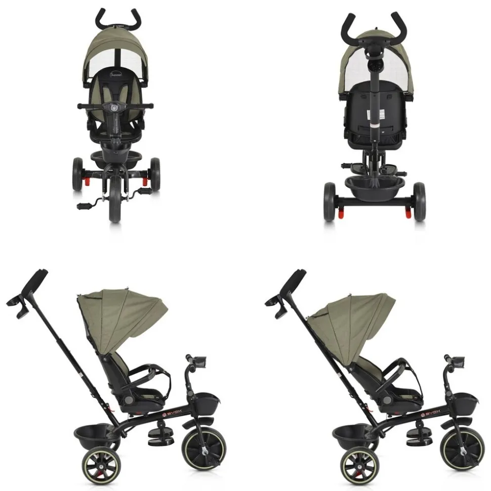 Byox Dreirad, Tricycle Summer, Fußstütze klappbar, Musik, Becherhalter, Körbe grün