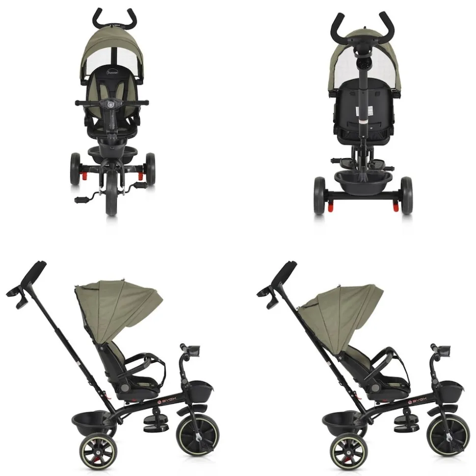 Byox Dreirad, Tricycle Summer, Fußstütze klappbar, Musik, Becherhalter, Körbe grün