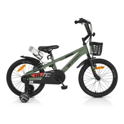 Byox Kinderfahrrad Challenge 18 Zoll Frontkorb Flasche Stützräder ab 5 Jahre grün