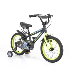 Byox Kinderfahrrad Monster 16 Zoll schwarz, Stützräder, Metall-Rahmen, Klingel