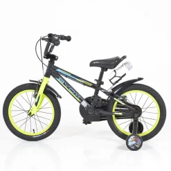 Byox Kinderfahrrad Monster 16 Zoll schwarz, Stützräder, Metall-Rahmen, Klingel