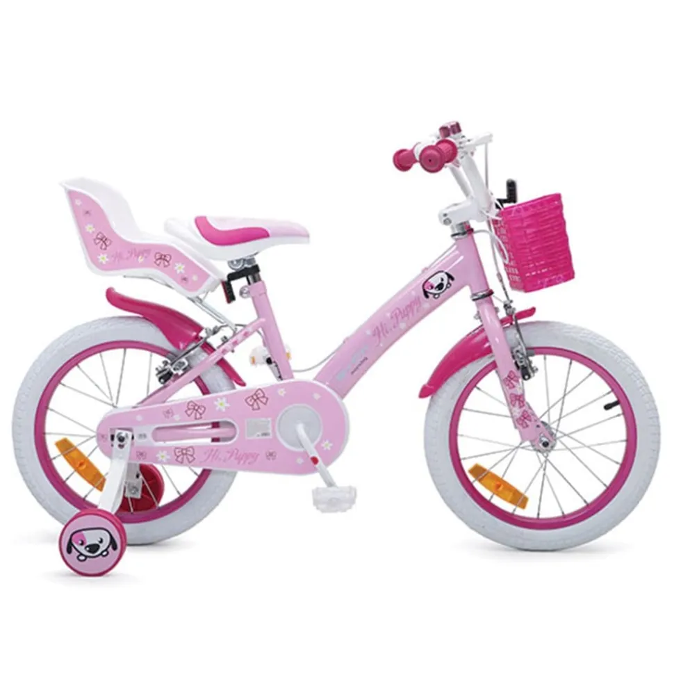 Byox Kinderfahrrad 16 Zoll Puppy rosa, Stützräder, Puppensitz, einstellbar