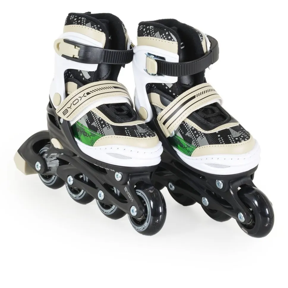 Byox Kinder Inliner, Schlittschuhe 2 in 1 Iceberg PU-Räder Schnürrsenkel Tasche Größe M (34-37)