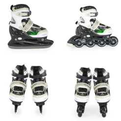 Byox Kinder Inliner, Schlittschuhe 2 in 1 Iceberg PU-Räder Schnürrsenkel Tasche Größe M (34-37)