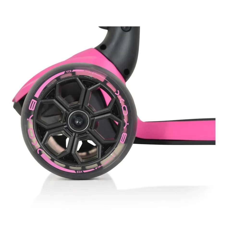 Byox Kinderroller Bolt 3 Räder, höhenverstellbar, klappbar, PU-Räder, ABEC-9 rosa