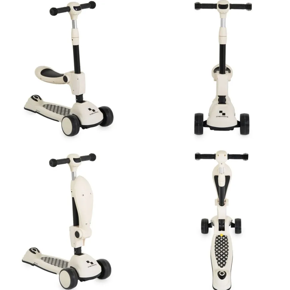 Byox Kinderroller Checkmate 2 in 1 Laufrad, Sound, Licht, Lenkerhöhe verstellbar weiß