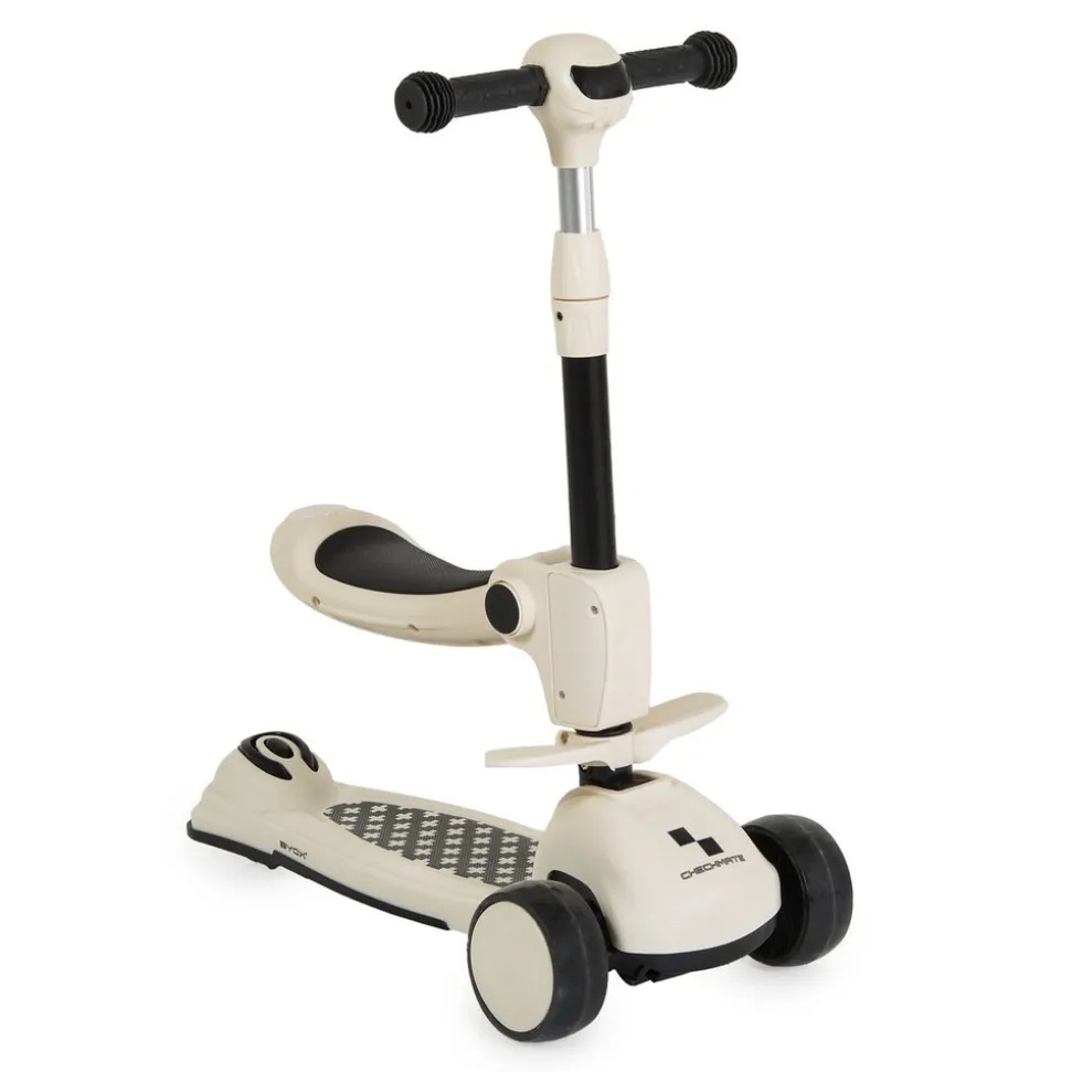 Byox Kinderroller Checkmate 2 in 1 Laufrad, Sound, Licht, Lenkerhöhe verstellbar weiß