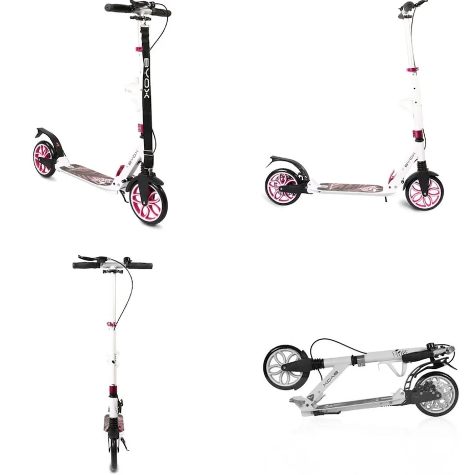 Byox Kinderroller Fiore klappbar Stoßdämpfer Flaschenhalter Bremse bis 100 kg pink
