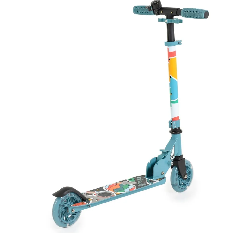 Byox Kinderroller Miracle faltbar LED-PU-Räder ABEC-7 Klingel Höhe einstellbar blau