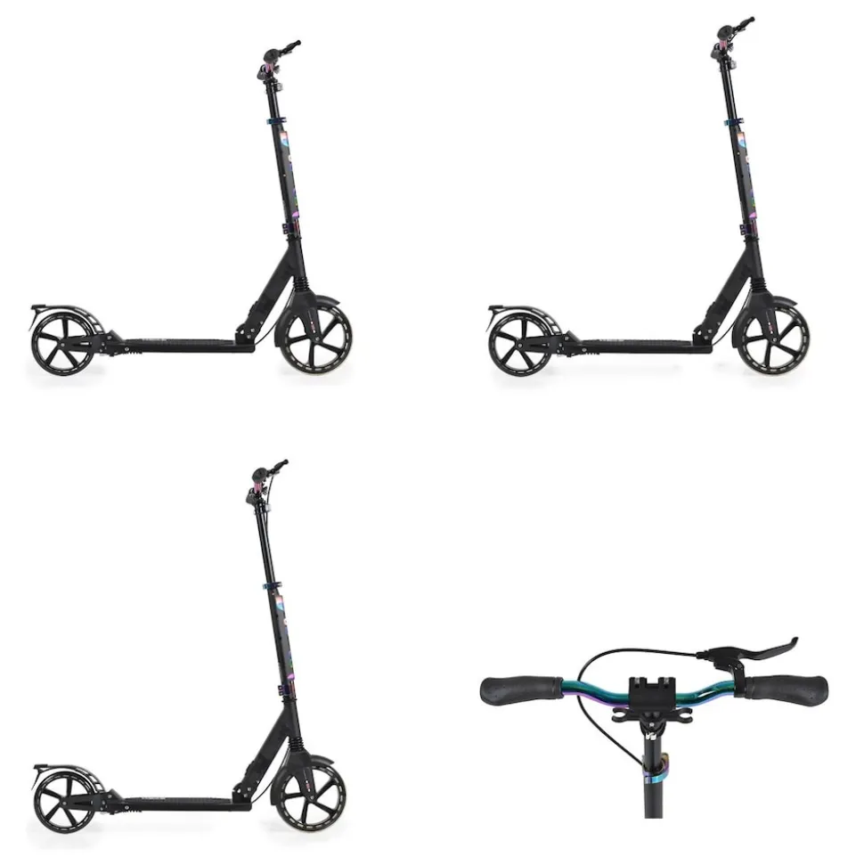 Byox Kinderroller Quick klappbar, Handbremse, Seitenständer, LED-Scheinwerfer schwarz