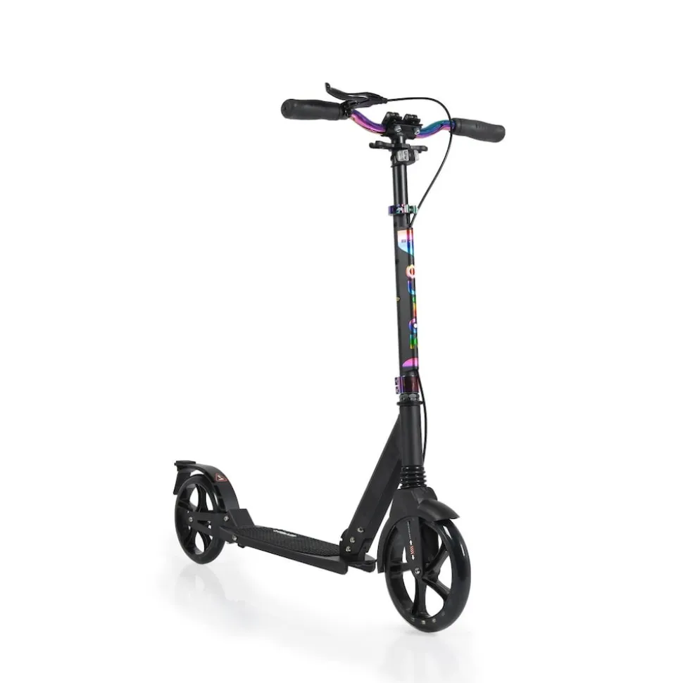 Byox Kinderroller Quick klappbar, Handbremse, Seitenständer, LED-Scheinwerfer schwarz