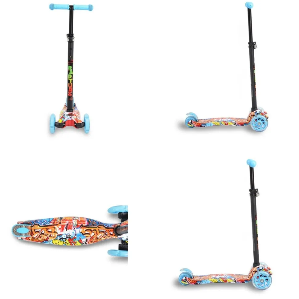 Byox Kinderroller Rapture, Aluminium Scooter mit LED-Rädern, Wassertransferdruck blau
