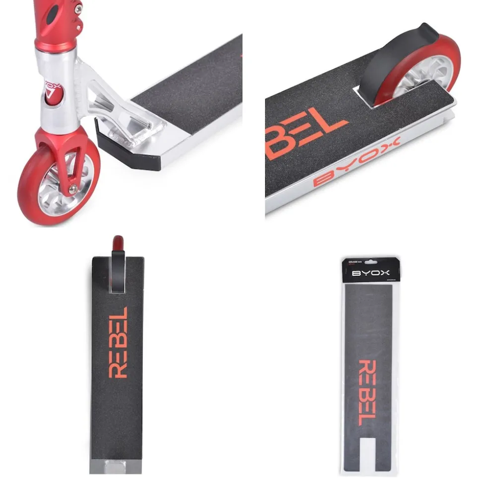 Byox Kinderroller Rebel, Aluminium, ABEC-9 Lager, Stahllenker, PU Räder, Bremse rot