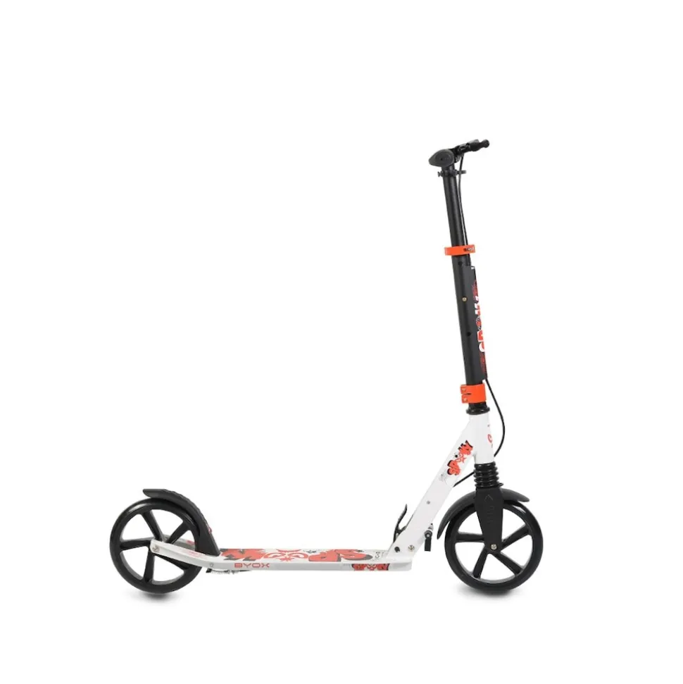 Byox Kinderroller Spooky klappbar, bis 100 kg, Bremse, Stoßdämpfer vorne, ABEC-7 weiß
