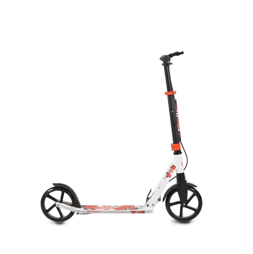 Byox Kinderroller Spooky klappbar, bis 100 kg, Bremse, Stoßdämpfer vorne, ABEC-7 weiß