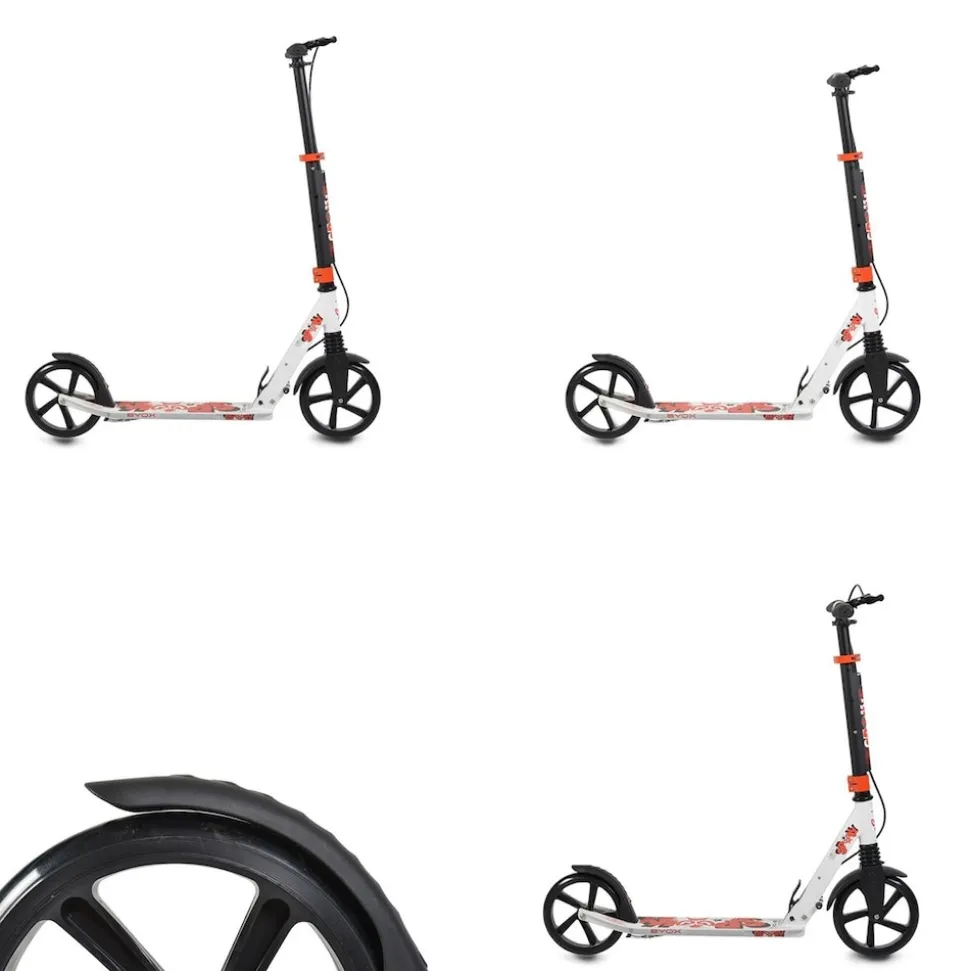 Byox Kinderroller Spooky klappbar, bis 100 kg, Bremse, Stoßdämpfer vorne, ABEC-7 weiß