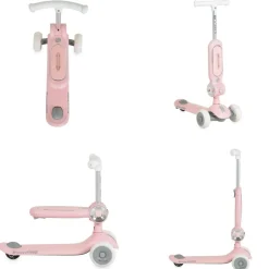 Byox Kinderroller StreetPro 2in1 Laufrad PU-Rollen Musik Licht höhenverstellbar rosa