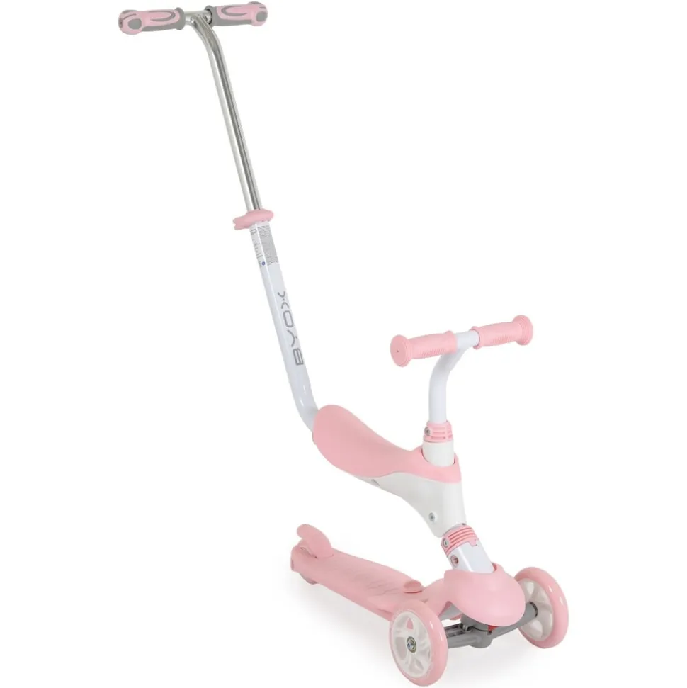 Byox Kinderroller Tristar 3 in 1 Roller Rutscher Schiebestange PU Räder ABEC-5 rosa weiß