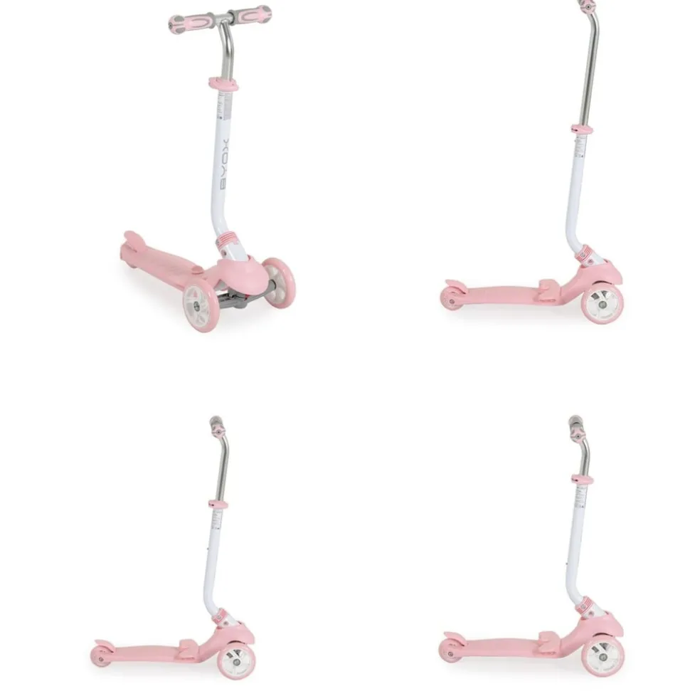 Byox Kinderroller Tristar 3 in 1 Roller Rutscher Schiebestange PU Räder ABEC-5 rosa weiß