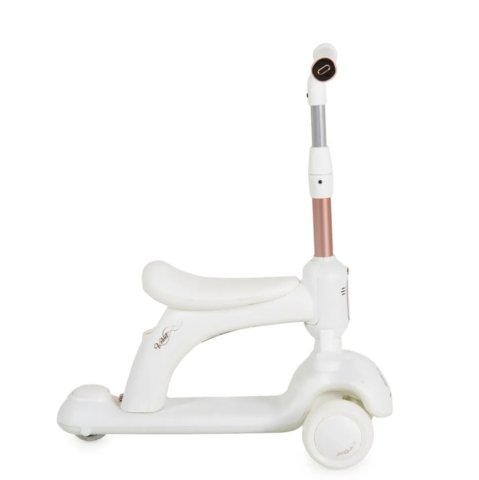 Byox Kinderroller Velvet Royal 2 in 1 Laufrad Musik- und Lichteffekte Fußstütze weiß