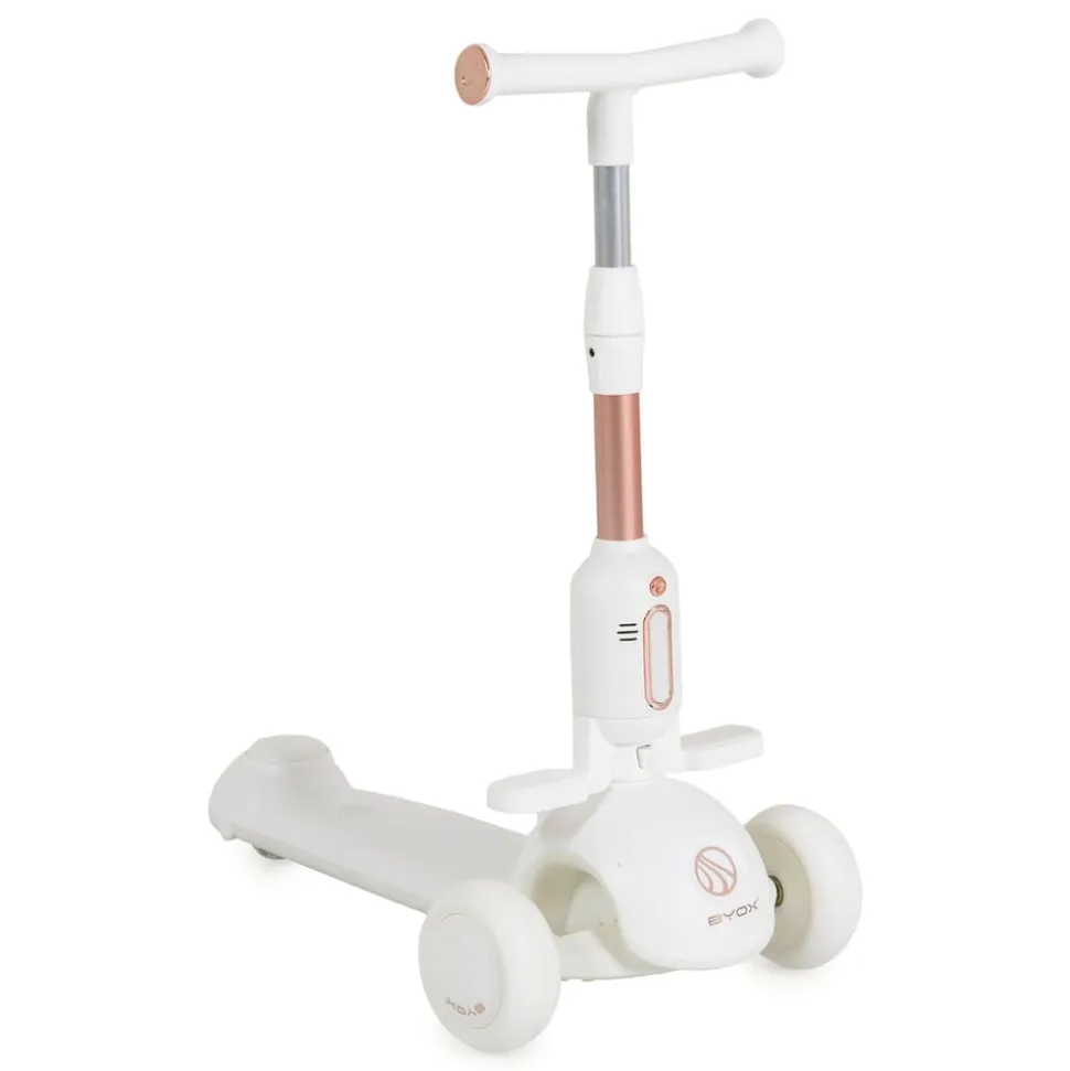 Byox Kinderroller Velvet Royal 2 in 1 Laufrad Musik- und Lichteffekte Fußstütze weiß