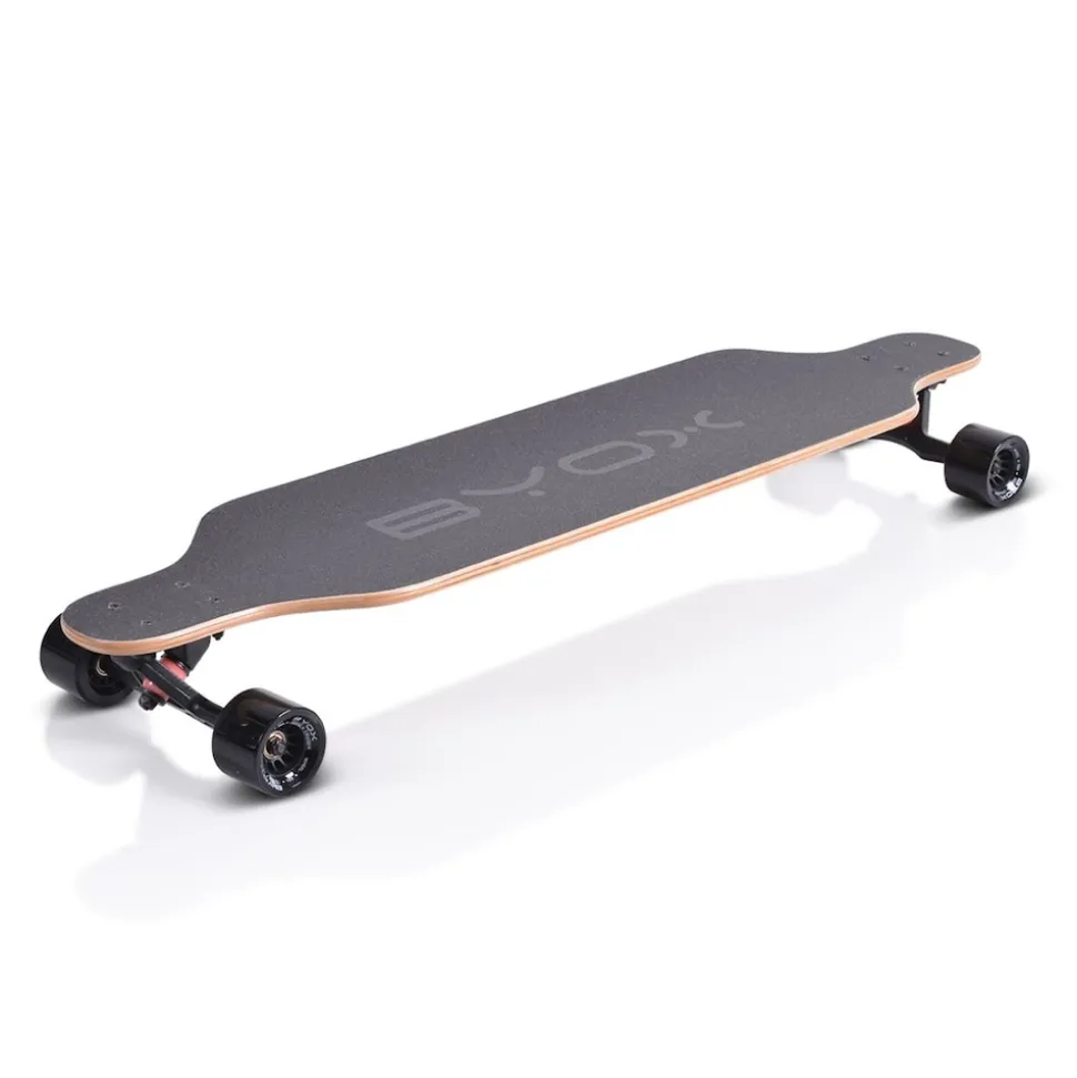 Byox Kinder Skateboard Longboard 41 Zoll, PU Rollen, ABEC-11, Gurt, bis 100 kg schwarz