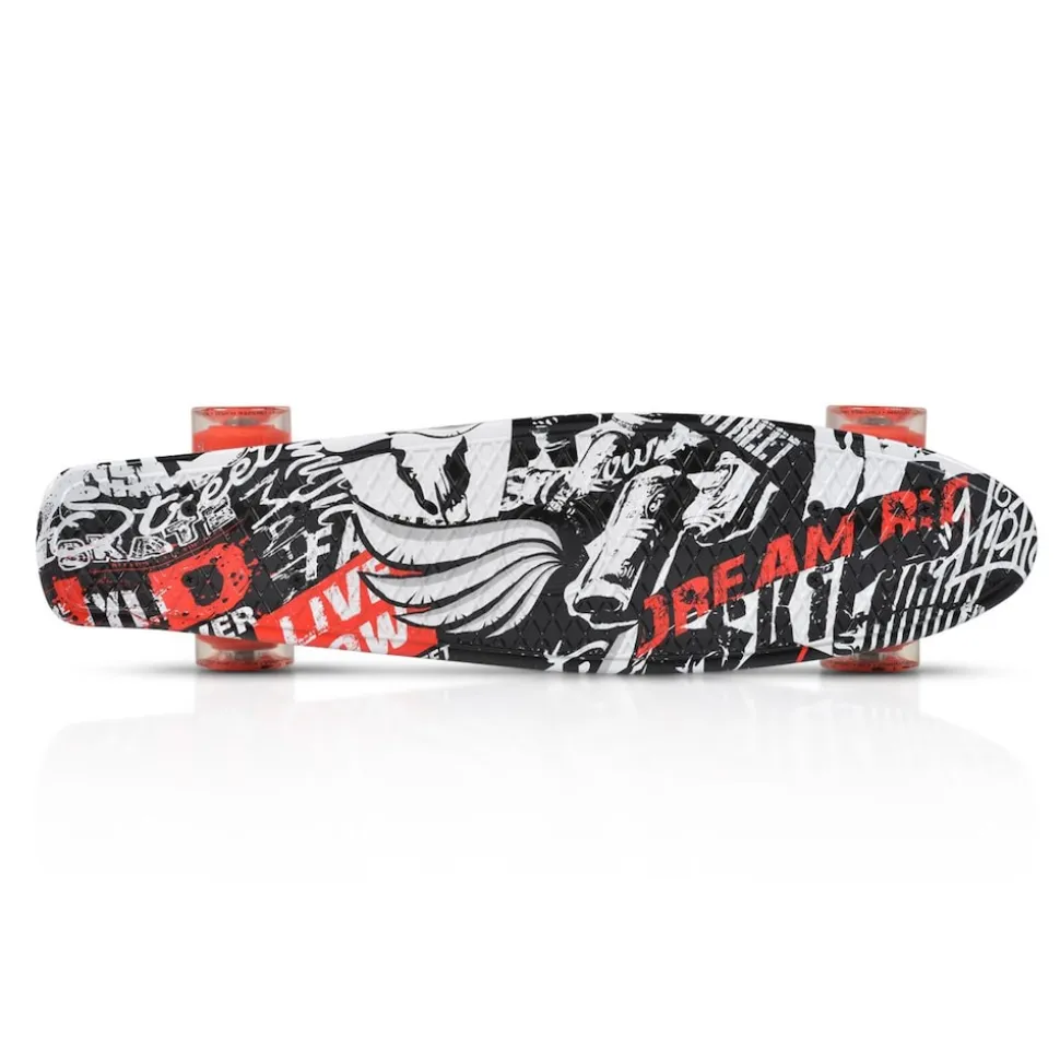 Byox Kinder Skateboard 22" Skull 85A PU LED Rollen ABEC 7 Lager Aluminium-Achsen rot