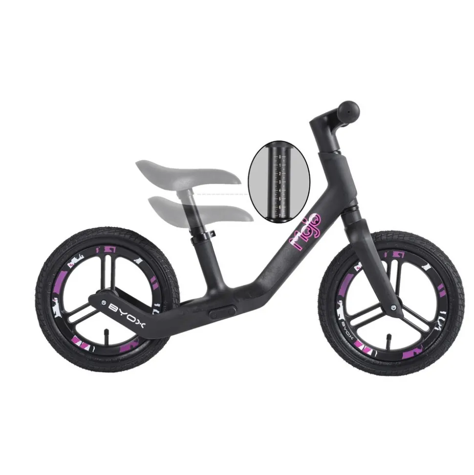 Byox Laufrad Mojo 12 Zoll Räder, Lufträder, Lenker und Sattel verstellbar rosa