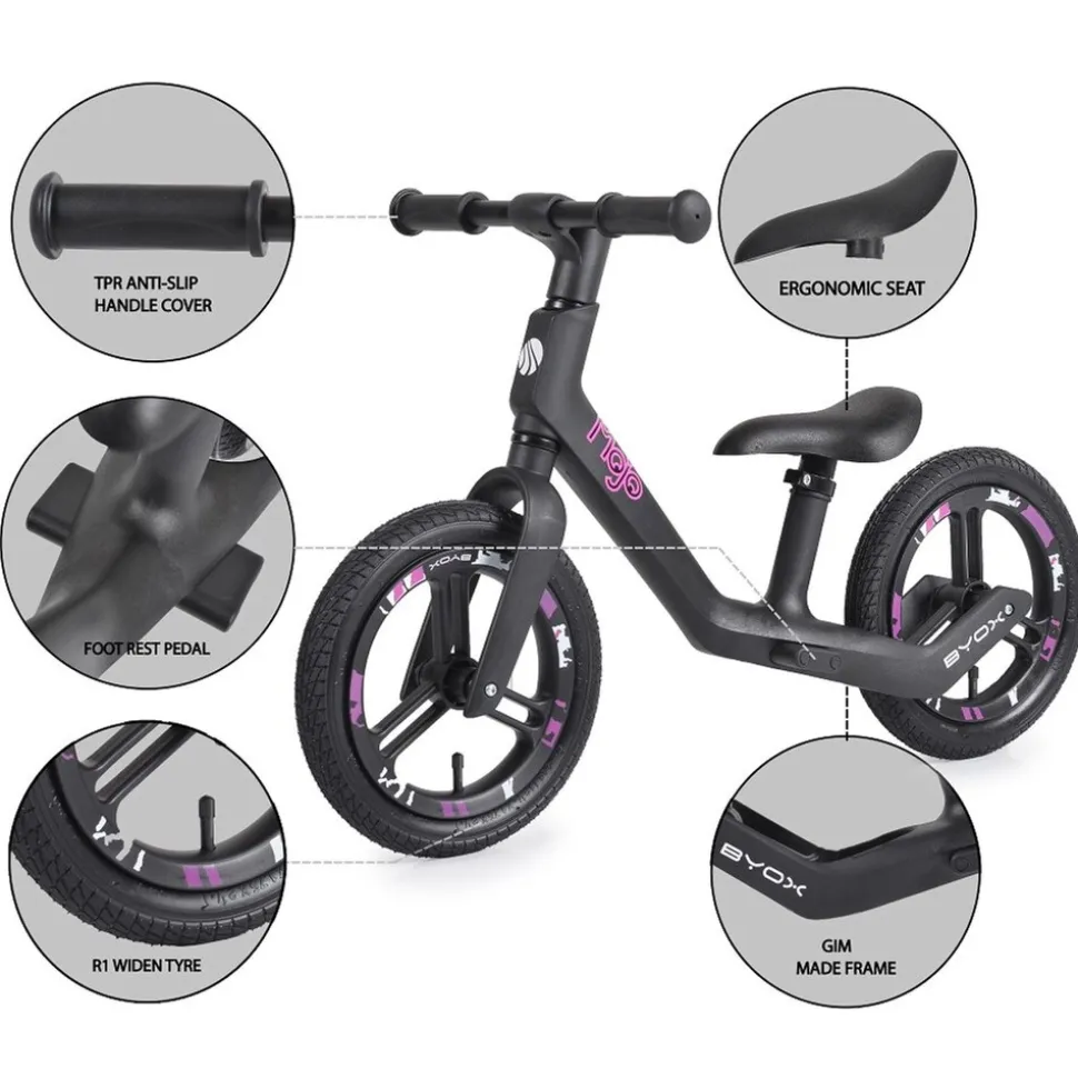 Byox Laufrad Mojo 12 Zoll Räder, Lufträder, Lenker und Sattel verstellbar rosa