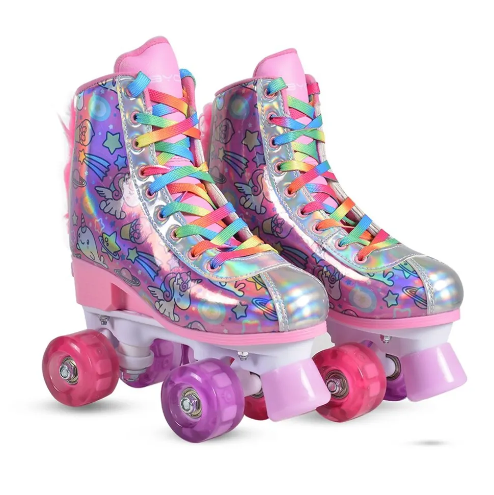 Byox Rollschuhe Einhorn, PU-Räder beleuchtet, ABEC-5 Lager, Größe L (35 - 38)