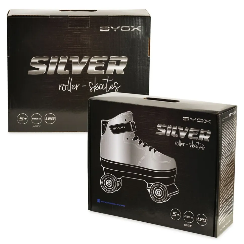 Byox Rollschuhe Silver PVC-Räder Sohle mit Licht Lager 608ZB Größe M (35-36)