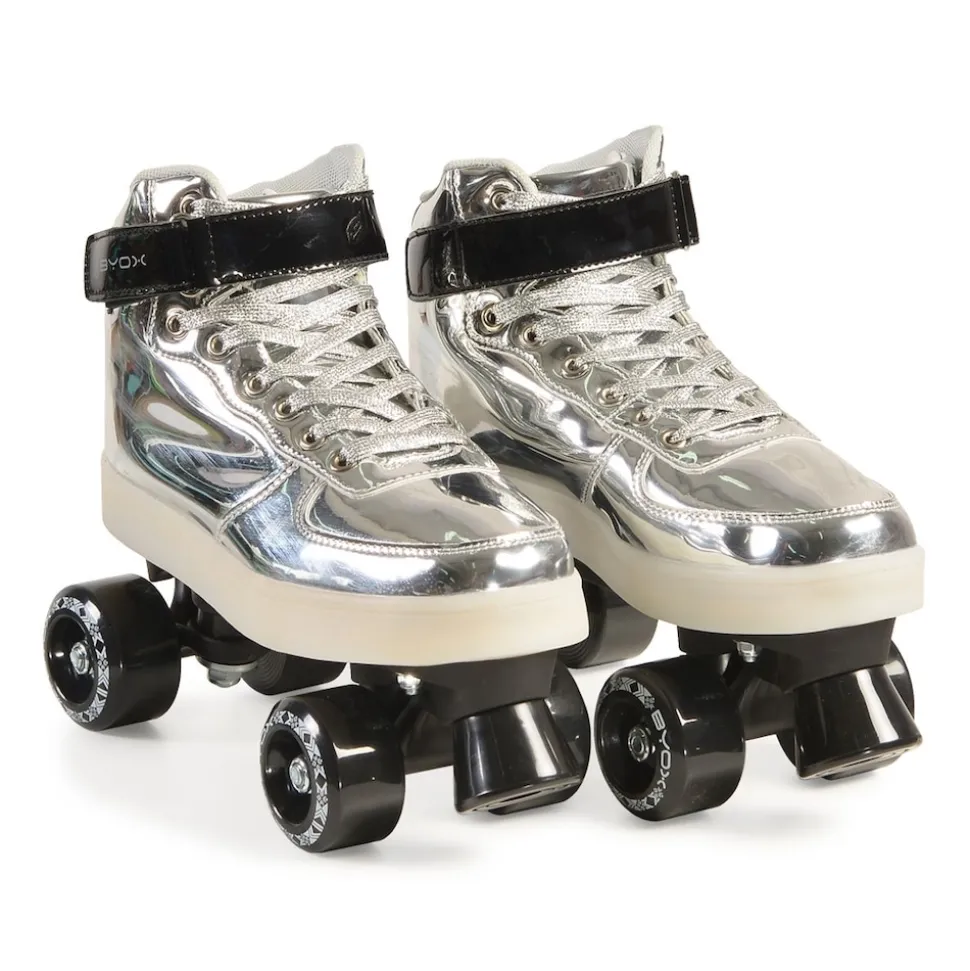 Byox Rollschuhe Silver PVC-Räder Sohle mit Licht Lager 608ZB Größe M (35-36)