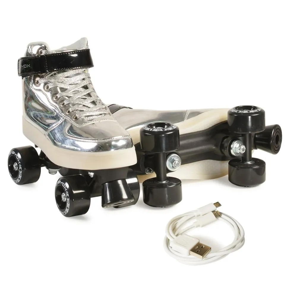 Byox Rollschuhe Silver PVC-Räder Sohle mit Licht Lager 608ZB Größe M (35-36)