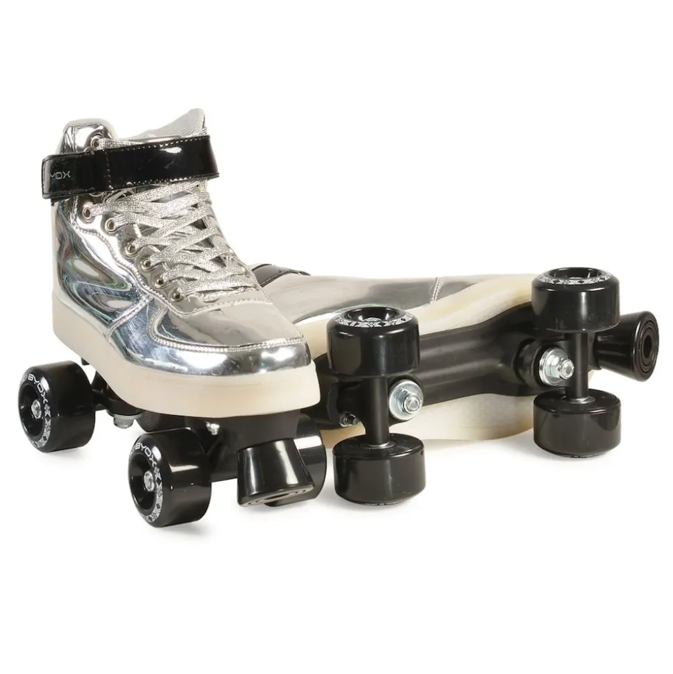 Byox Rollschuhe Silver PVC-Räder Sohle mit Licht Lager 608ZB Größe M (35-36)