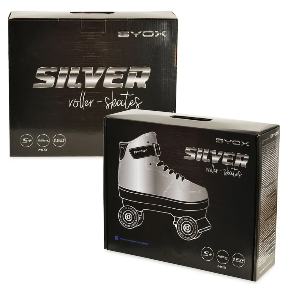 Byox Rollschuhe Silver PVC-Räder Sohle mit Licht Lager 608ZB Größe M (35-36)