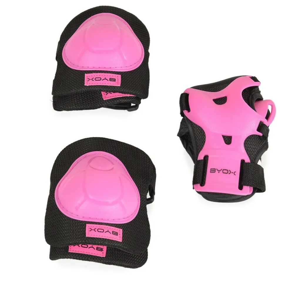 Byox Schutzausrüstung H110 Protektoren Ellenbogen- Handgelenk- und Knieschützer pink