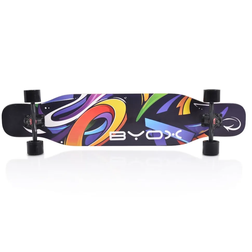 Byox Skateboard Longboard 42" Dancing Style PU Rollen ABEC-9 bis 100 kg Gurt schwarz