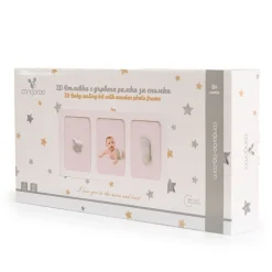 Cangaroo Baby Gipsabdruck 3D Hand- und Fußabdruckset, Fotorahmen aus Holz weiß