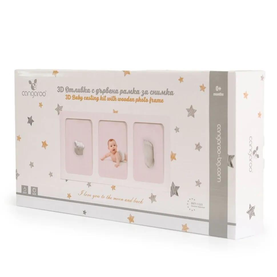 Cangaroo Baby Gipsabdruck 3D Hand- und Fußabdruckset, Fotorahmen aus Holz weiß