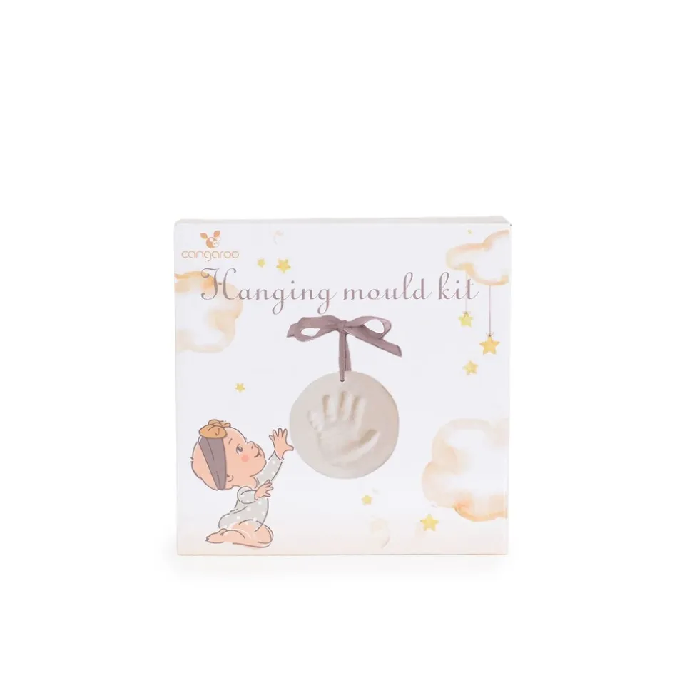 Cangaroo Baby Handabdruck-Bausatz Anhänger Ausstecher Durchmesser 16cm Holzrolle weiß