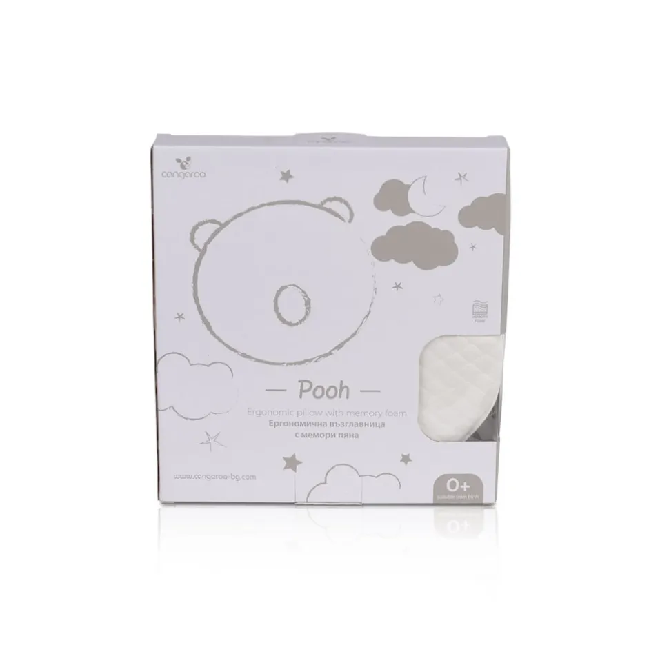 Cangaroo Babykissen Pooh ergonomisch 27 x 24 x 3 cm, Memory-Schaum, ab Geburt weiß