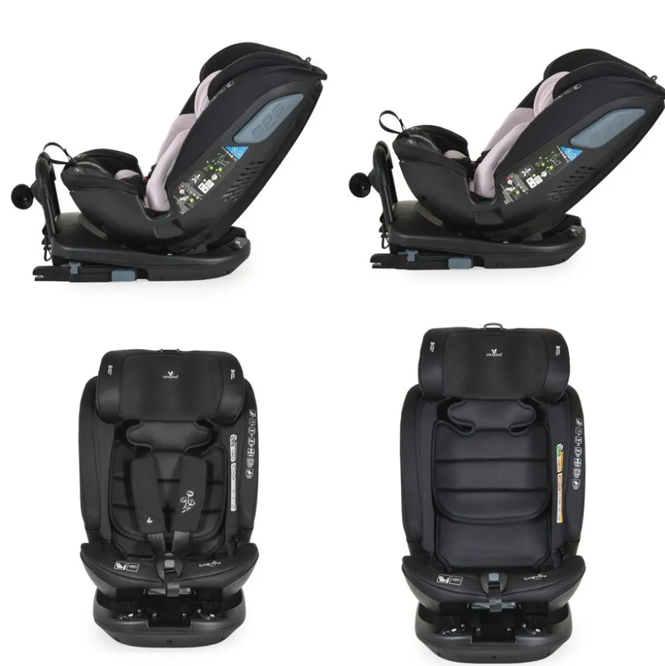 Cangaroo Kindersitz Gravity i-Size (40-150cm) Sitz drehbar, Kopfstütze, Isofix rosa