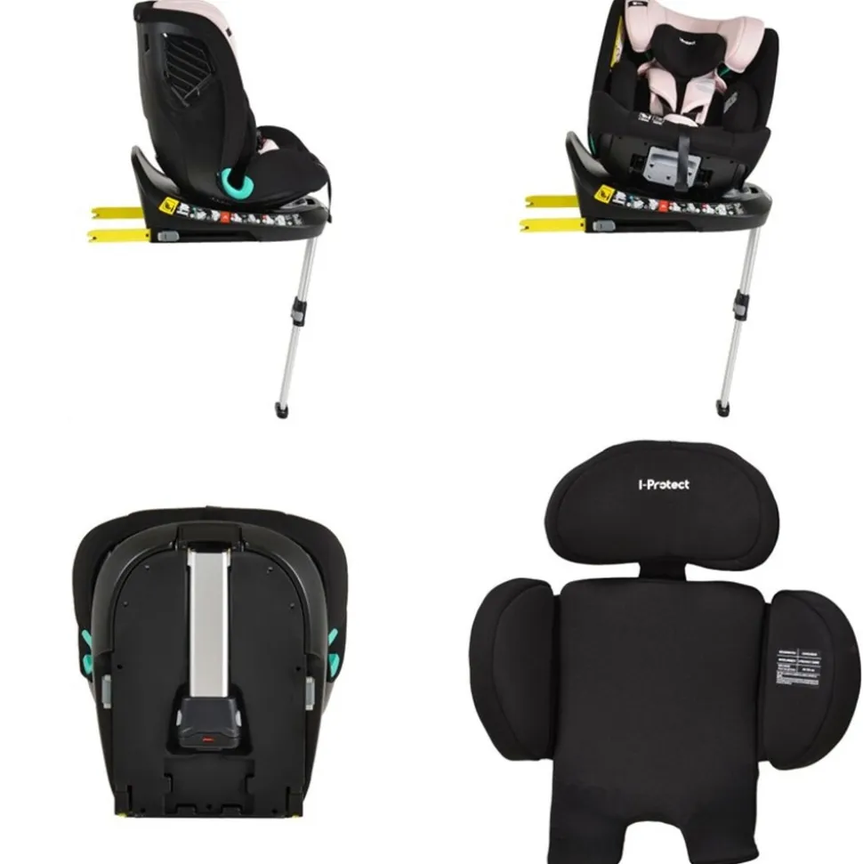 Cangaroo Kindersitz i-Protect i-Size (40-150cm) Gruppe 0+/1/2/3 Stützfuß Isofix rosa
