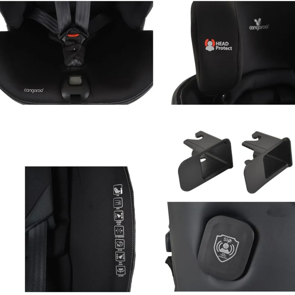 Cangaroo Kindersitz i-Size Castor (40-150cm) Gruppe 0/1/2/3 Isofix, Kopfschutz grau