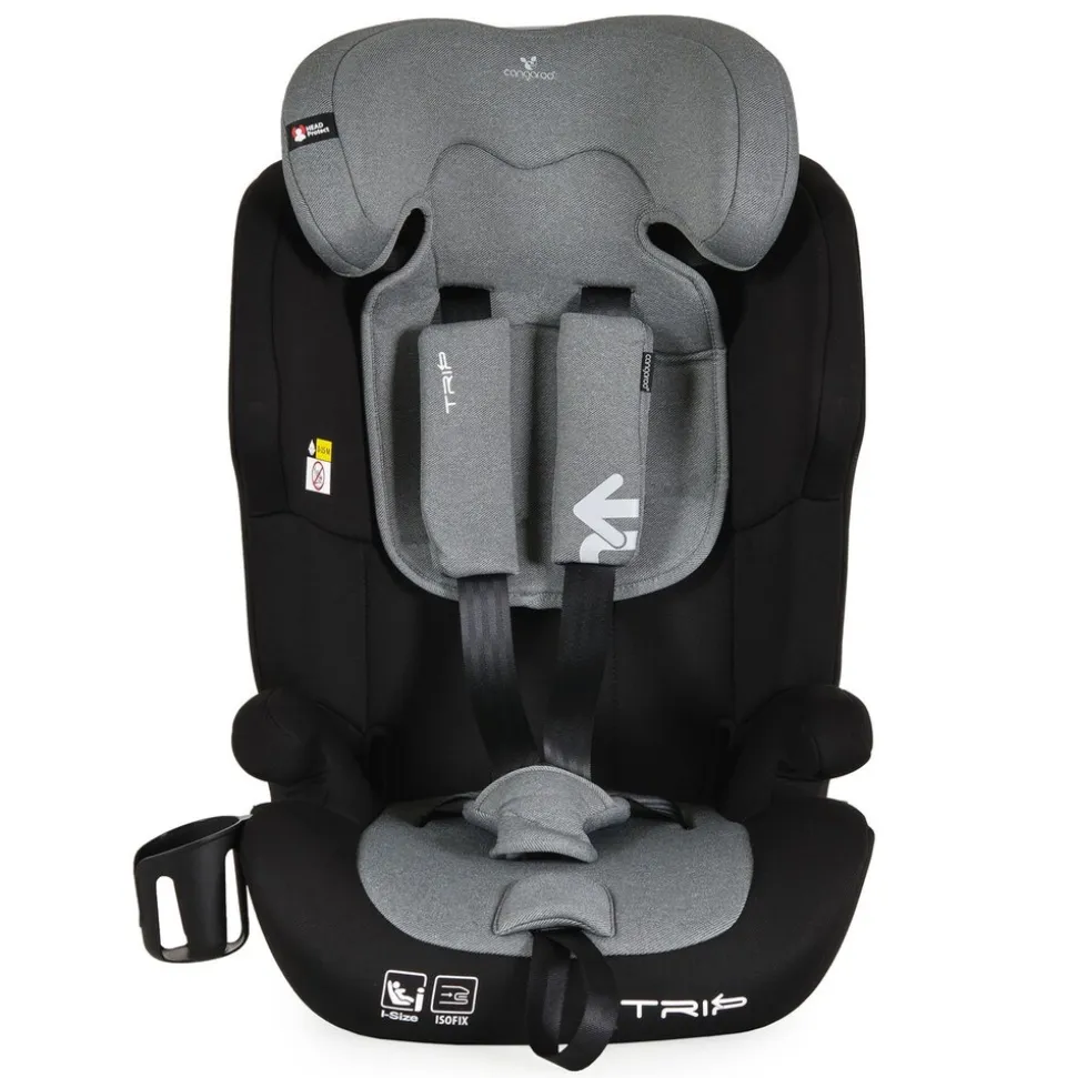 Cangaroo Kindersitz Trip i-Size (76-150cm) Isofix verstellbare Kopfstütze Gurt grau