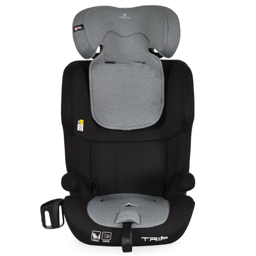 Cangaroo Kindersitz Trip i-Size (76-150cm) Isofix verstellbare Kopfstütze Gurt grau