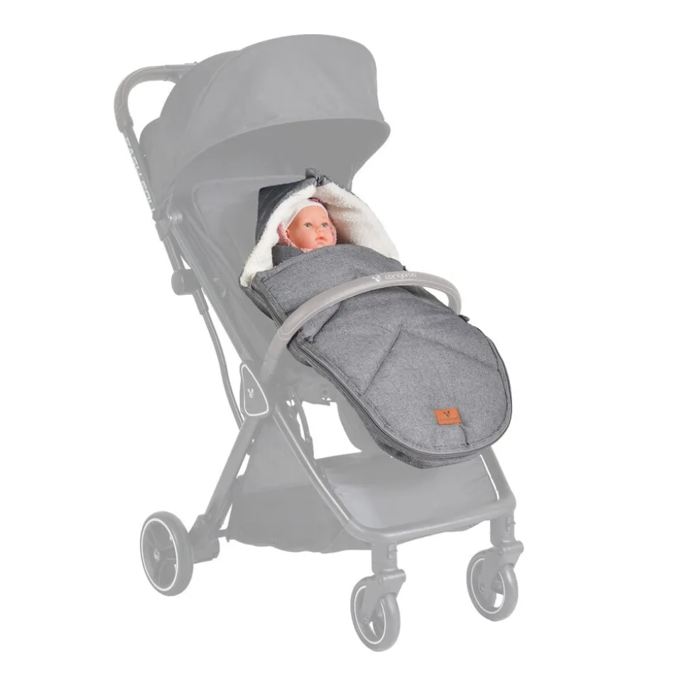 Cangaroo Kinderwagen Fußsack Luxe, durchgehender Reißverschluss, wetterfest grau
