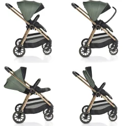 Cangaroo Kinderwagen 2 in 1 Hydra Babywanne Sportsitz Fußabdeckung Moskitonetz grün