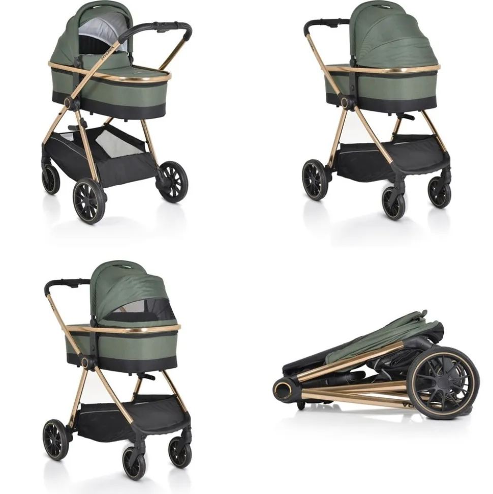 Cangaroo Kinderwagen 2 in 1 Hydra Babywanne Sportsitz Fußabdeckung Moskitonetz grün